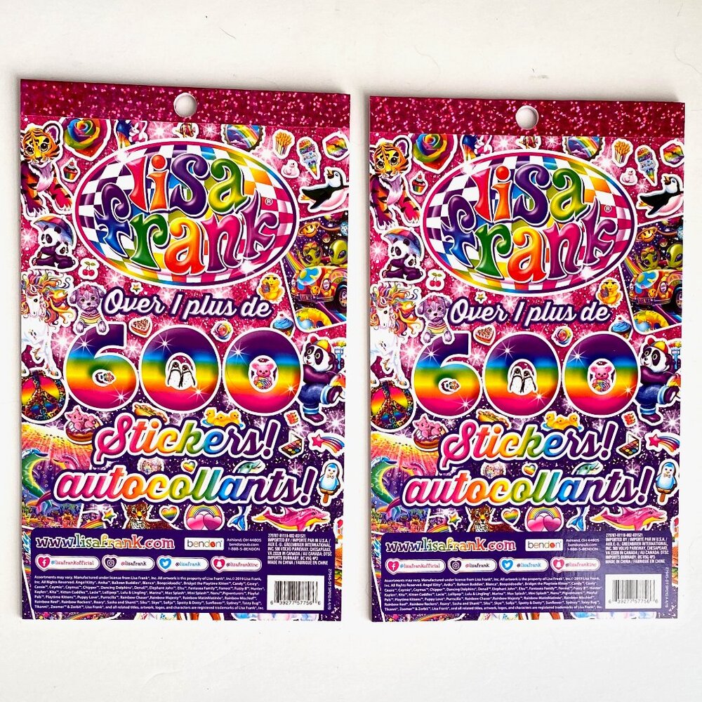 NEW 2 Lisa Frank Sticker Pads Books 600+ Retro Stickers Each = Over 1200+